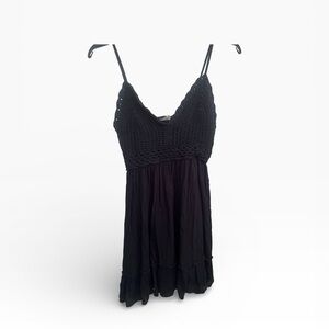 Indulge Elegant Black Crochet Dress